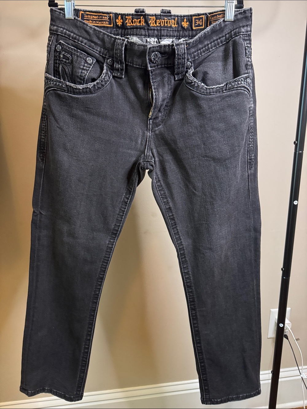 Rock Revival Men's Slim Straight Jeans in Faded Black